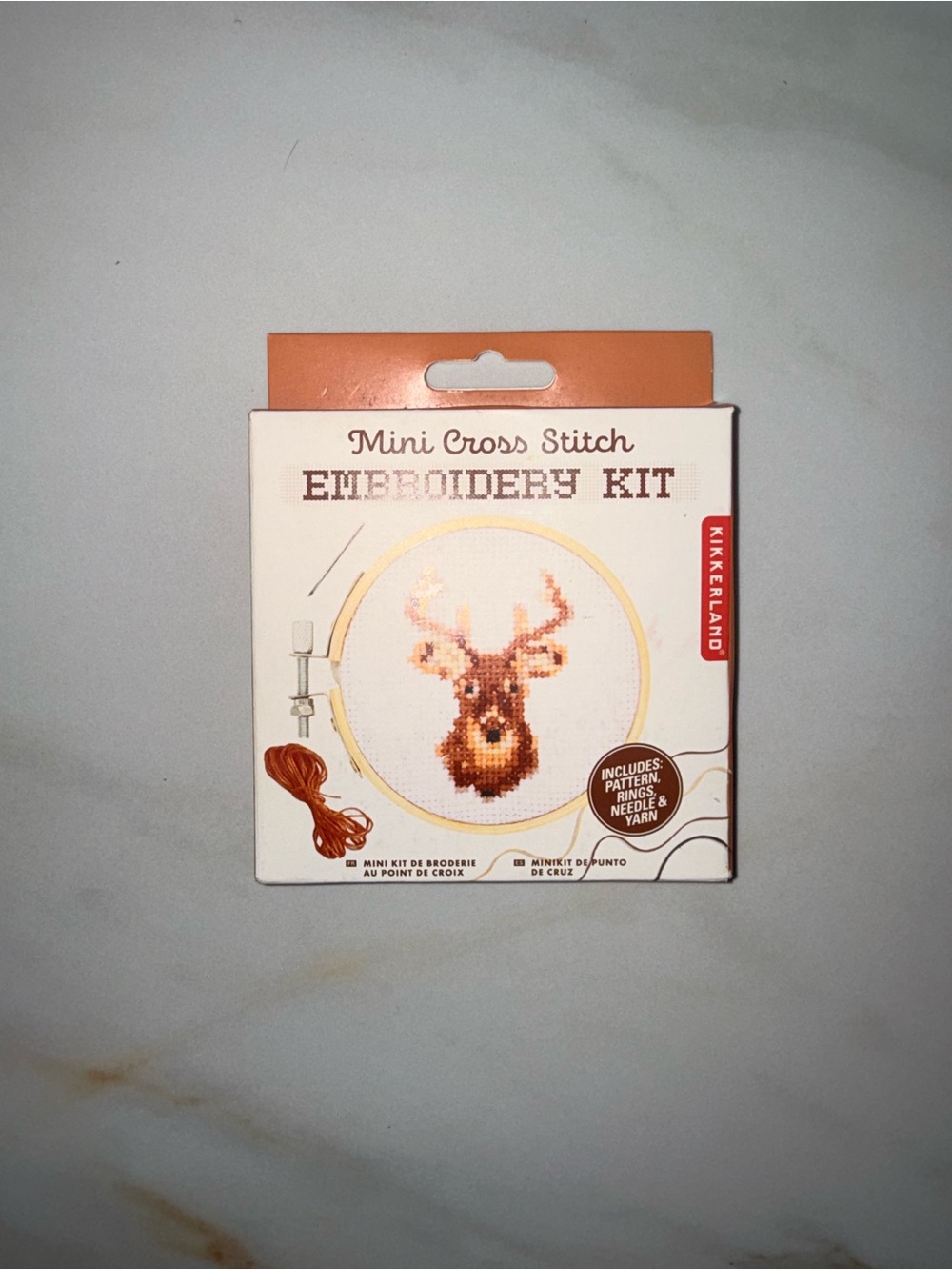 Embroidery kit: mini cross stitch deer head
